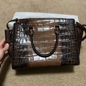 Michael Kors Selma Crocodile Embossed Satchel